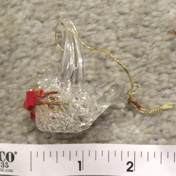 Vintage Clear Spun Glass Small Bird Hanging Christmas Holiday Ornament - Picture 3 of 9